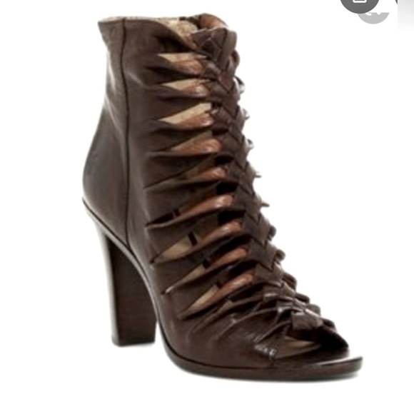 Frye Sophia Braided Peep Toe Booties - Picture 1 of 16
